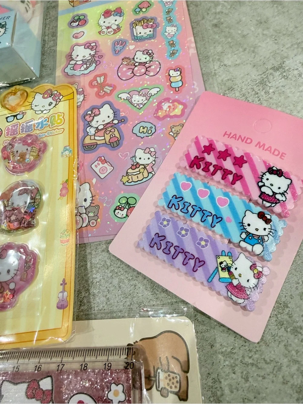 Hello Kitty pink 10 bundle lot accessories stationary sticker cute gift Sanrio.